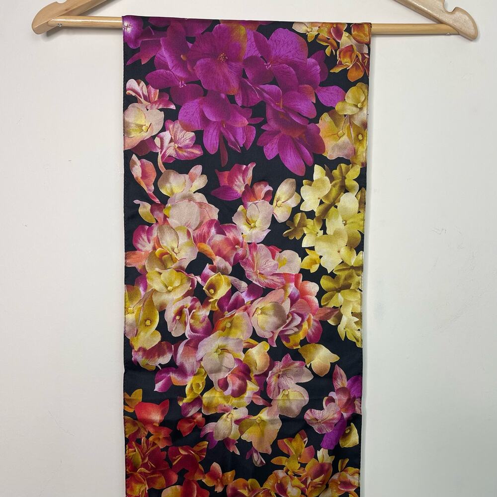 Echo Hydrangea Floral Silk Long Rectangular Scarf - image 4